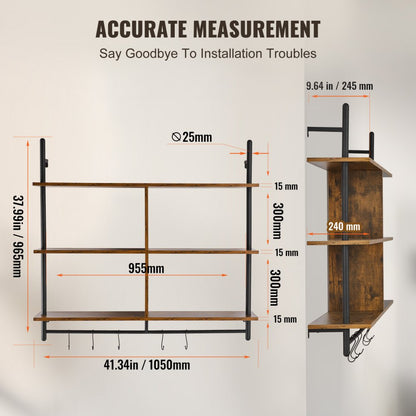WPSR-XM011 - 3-Tier Metal Wall Shelf, 41.5" x 9.84", Rust-Resistant Design