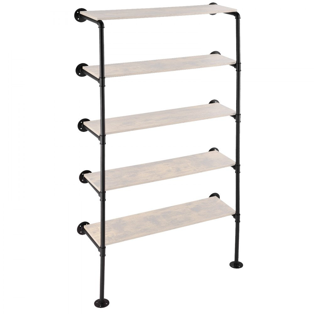 WPSR-XM017 - 5-Tier Wall-Mounted Steel Pipe Shelf for Versatile Storage