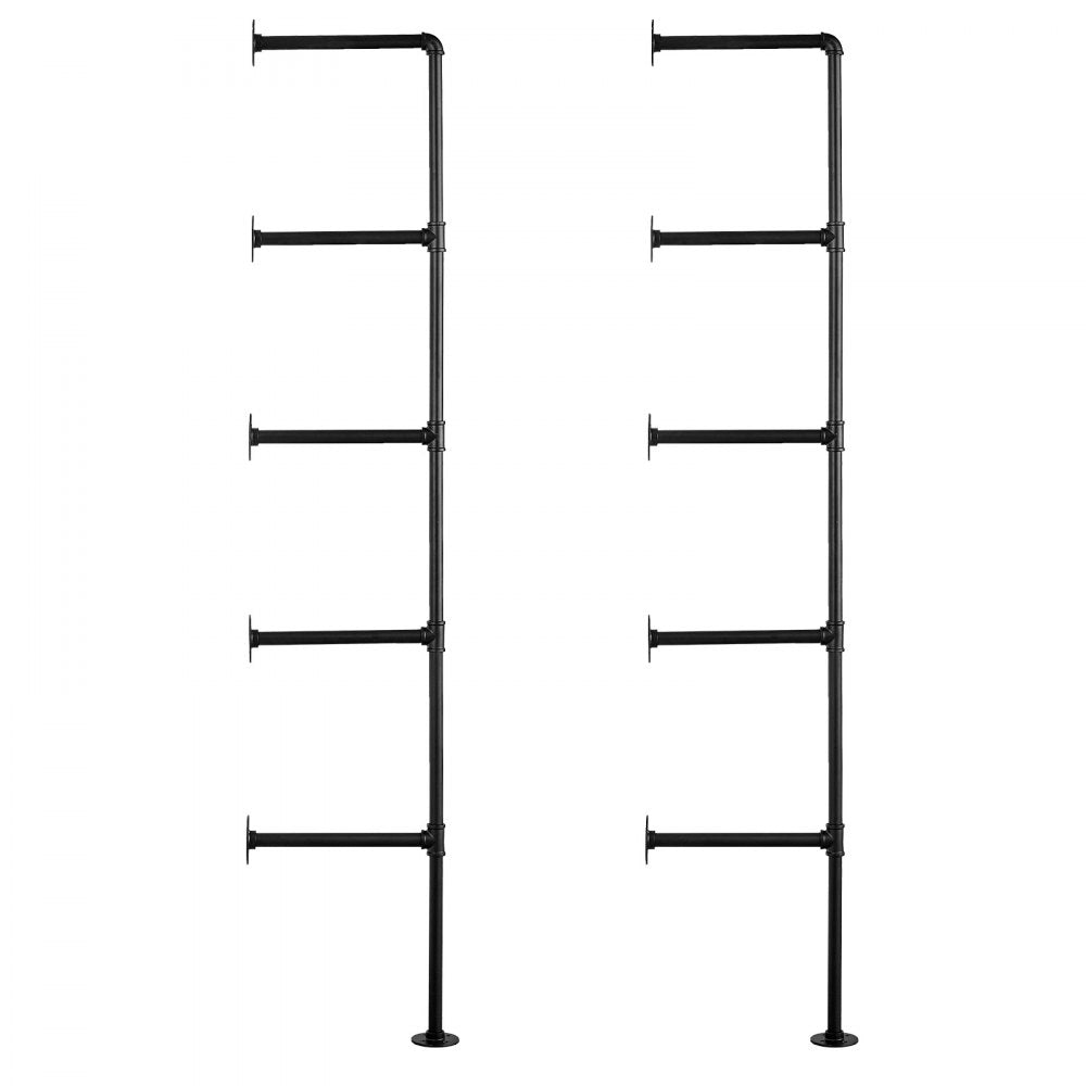 WPSR-XM017 - 5-Tier Wall-Mounted Steel Pipe Shelf for Versatile Storage