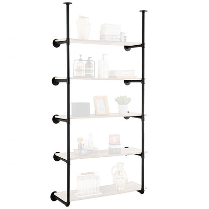 WPSR-XM016 - 5-Tier Metal Pipe Shelf, 9.84in W, Wall-Mounted Design