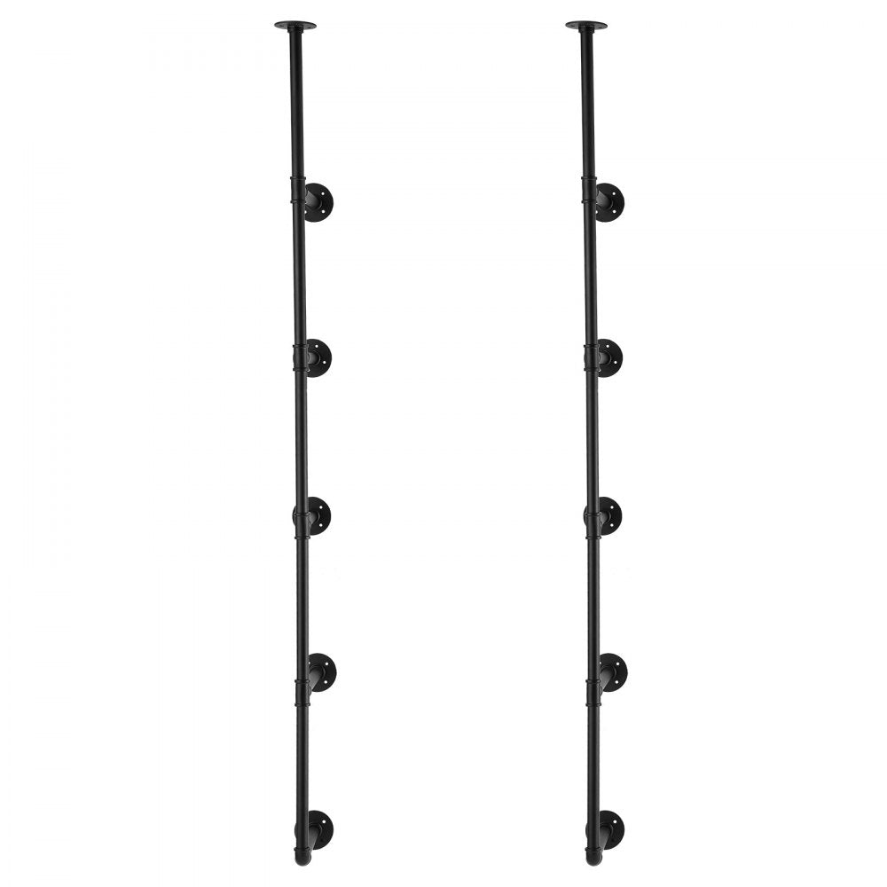 WPSR-XM016 - 5-Tier Metal Pipe Shelf, 9.84in W, Wall-Mounted Design