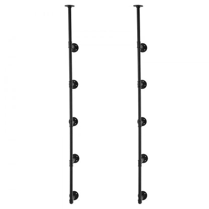 WPSR-XM016 - 5-Tier Metal Pipe Shelf, 9.84in W, Wall-Mounted Design