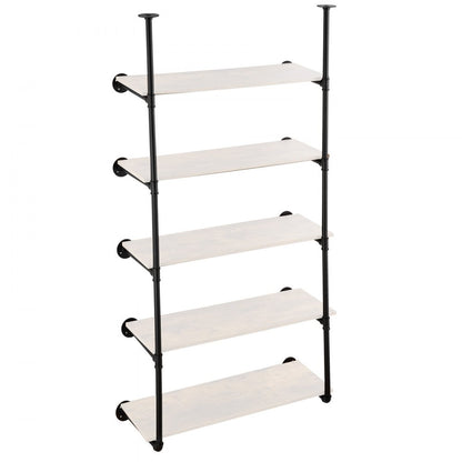 WPSR-XM016 - 5-Tier Metal Pipe Shelf, 9.84in W, Wall-Mounted Design