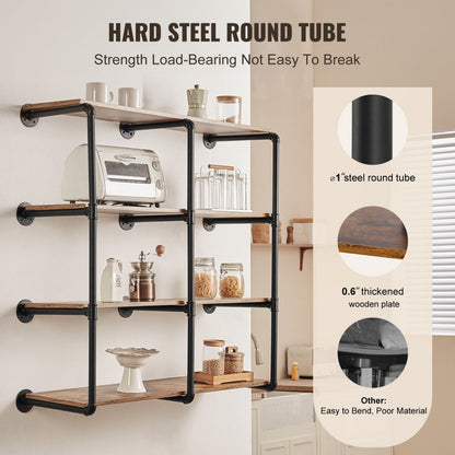 WPSR-XM015 - Versatile 4-Tier Wall-Mounted Metal Shelf, 44in x 11.8in