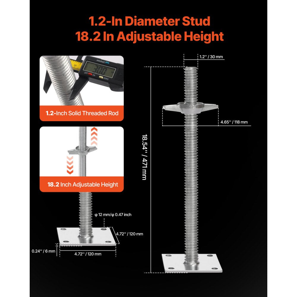 XSJ-2024-F00045 - 18.2" Adjustable Leveling Jacks for Scaffolding Safety
