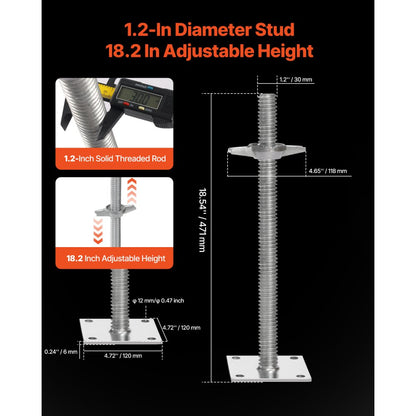 XSJ-2024-F00045 - 18.2" Adjustable Leveling Jacks for Scaffolding Safety