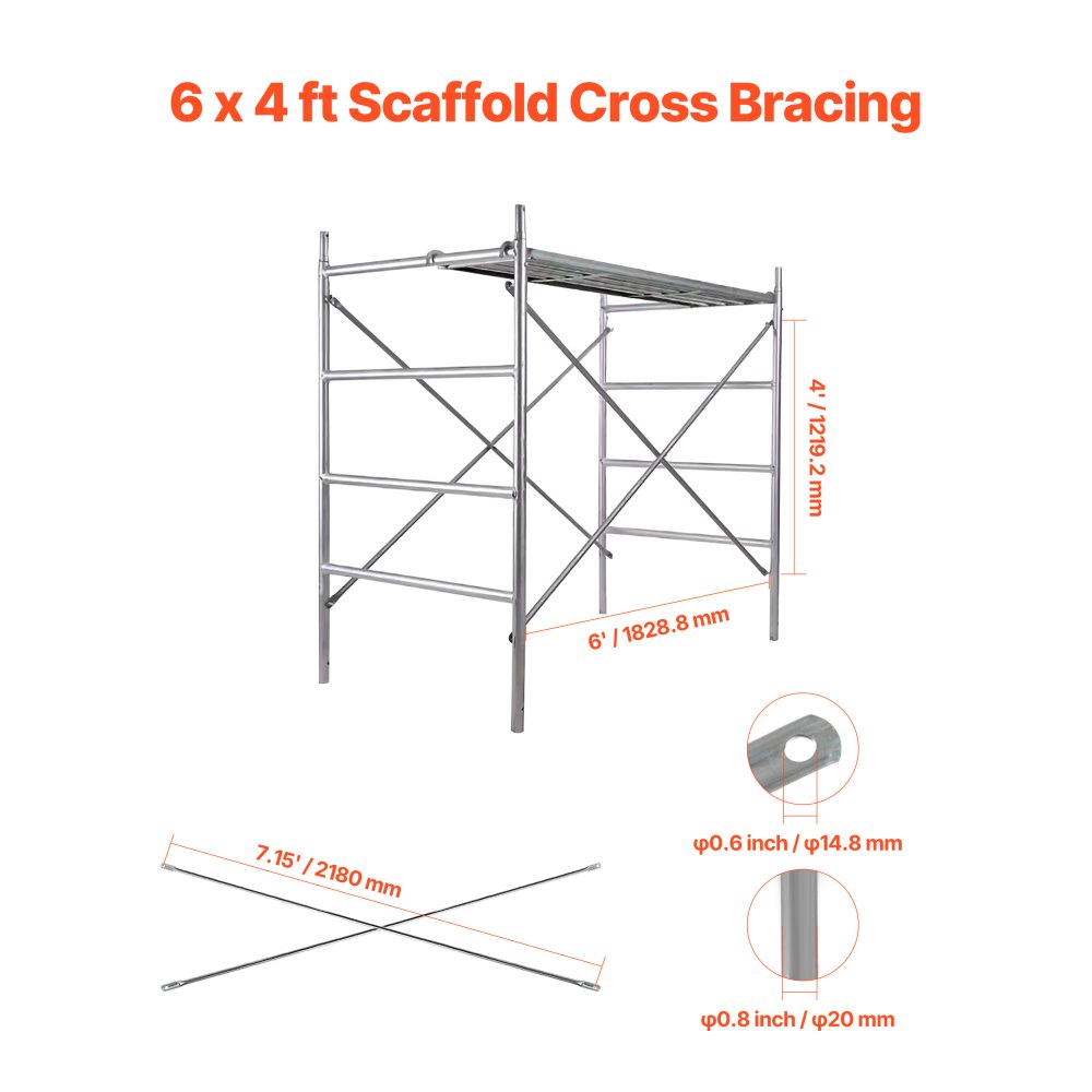 XSJ-2024-F00047 - 6ft Tool-Free X-Brace Set for Scaffolding Stability