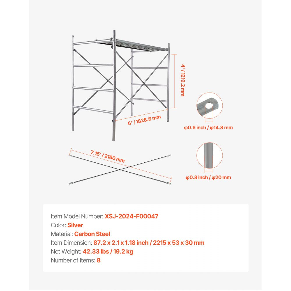 XSJ-2024-F00047 - Tool-Free X-Brace Set for Scaffolding Stability (8 Pack)