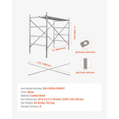 XSJ-2024-F00047 - Tool-Free X-Brace Set for Scaffolding Stability (8 Pack)