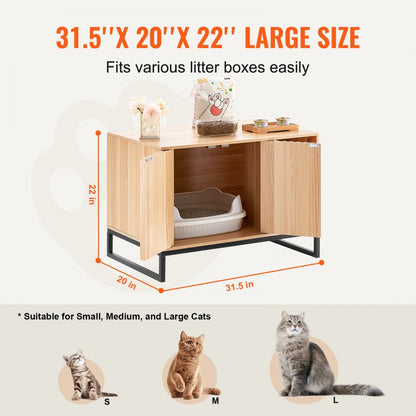CWM001 - 31.5"L Stylish Cat Litter Box Cabinet with Scratching Board