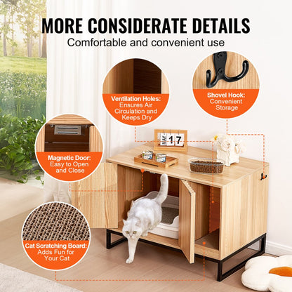 CWM001 - 31.5"L Stylish Cat Litter Box Cabinet with Scratching Board
