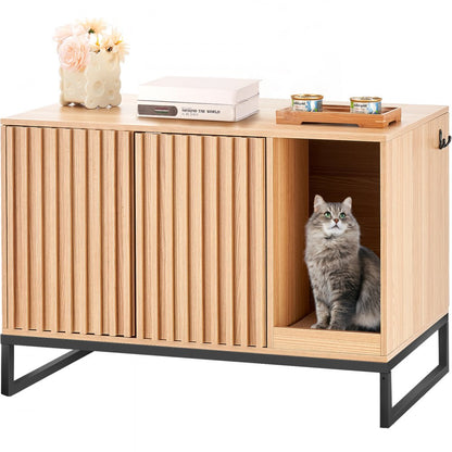 CWM001 - 31.5"L Stylish Cat Litter Box Cabinet with Scratching Board