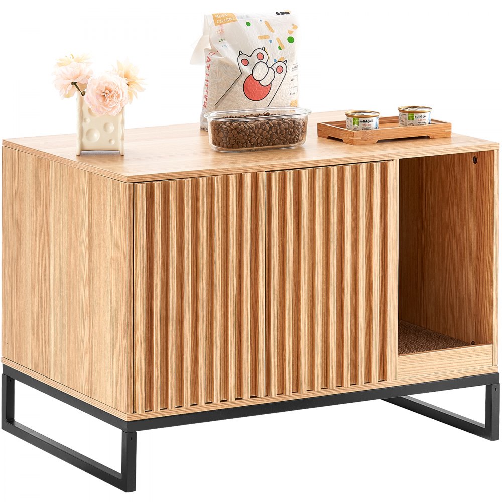CWM001 - 31.5"L Stylish Cat Litter Box Cabinet with Scratching Board