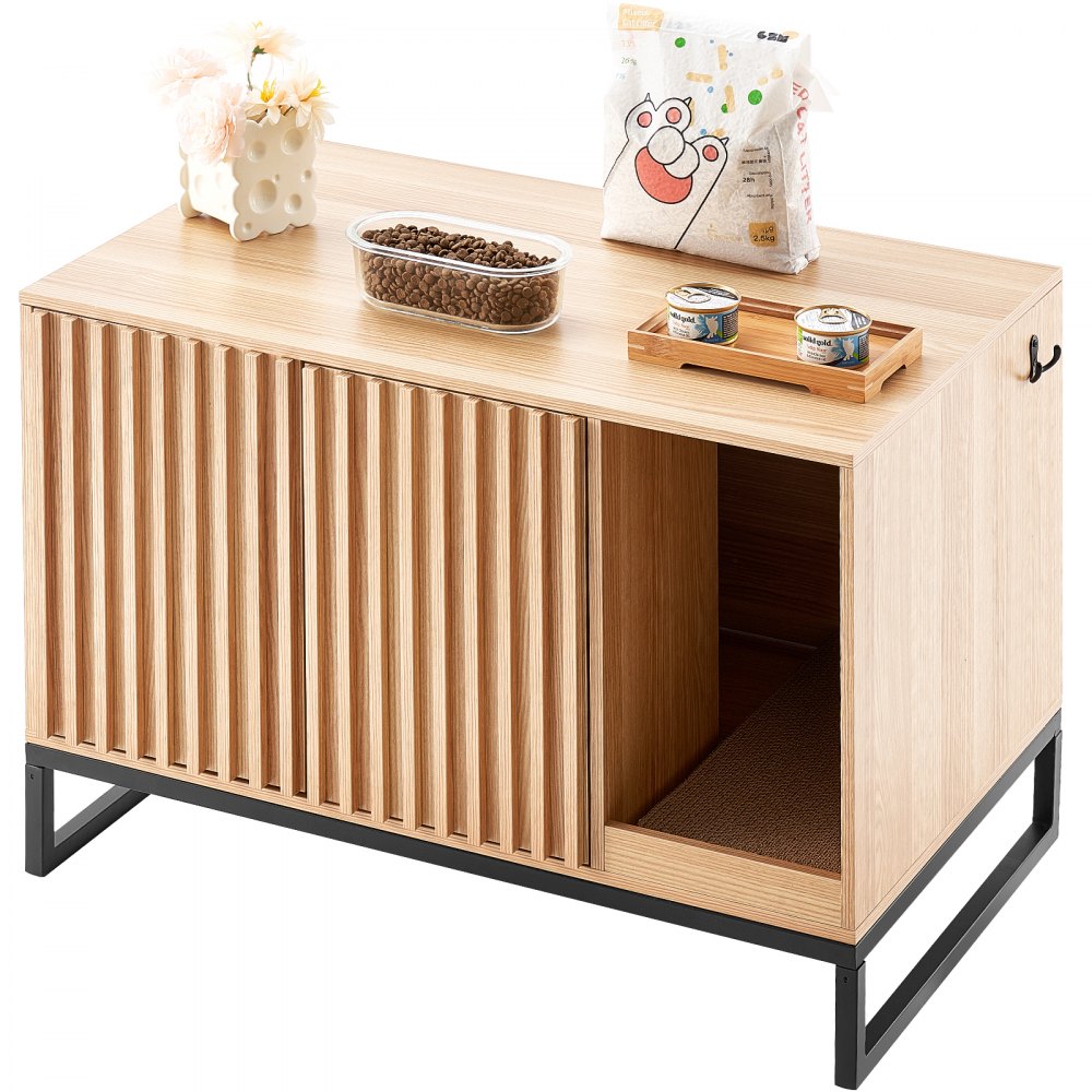 CWM001 - 31.5"L Stylish Cat Litter Box Cabinet with Scratching Board