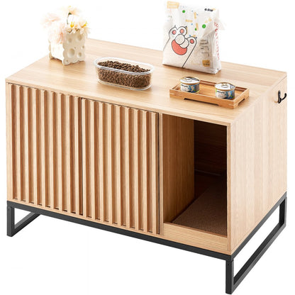 CWM001 - 31.5"L Stylish Cat Litter Box Cabinet with Scratching Board