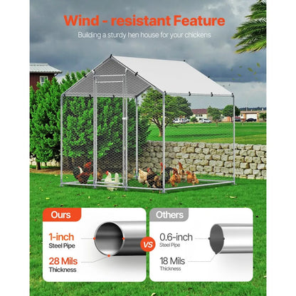 JD222 - 6.56ft Steel Chicken Coop with Hexagonal Mesh & Canopy