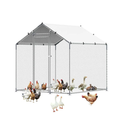 JD222 - 6.56ft Steel Chicken Coop with Hexagonal Mesh & Canopy