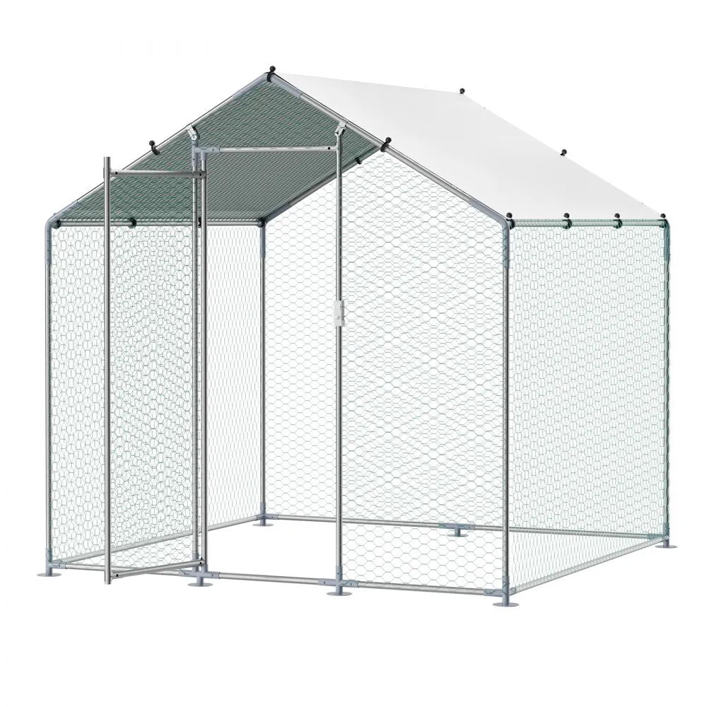 JD222 - 6.56ft Steel Chicken Coop with Hexagonal Mesh & Canopy