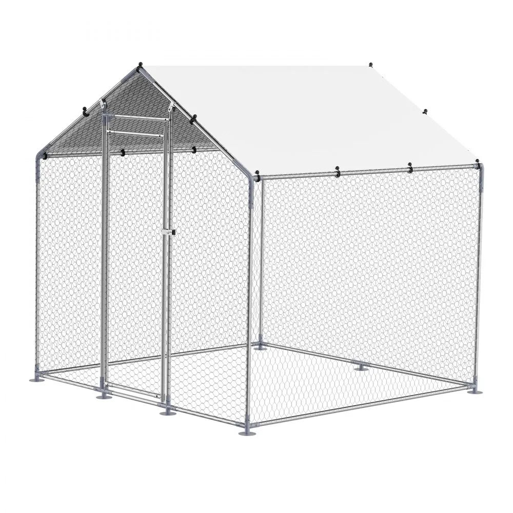 JD222 - 6.56ft Steel Chicken Coop with Hexagonal Mesh & Canopy