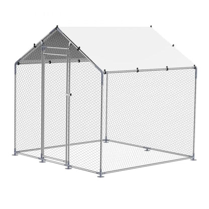 JD222 - 6.56ft Steel Chicken Coop with Hexagonal Mesh & Canopy