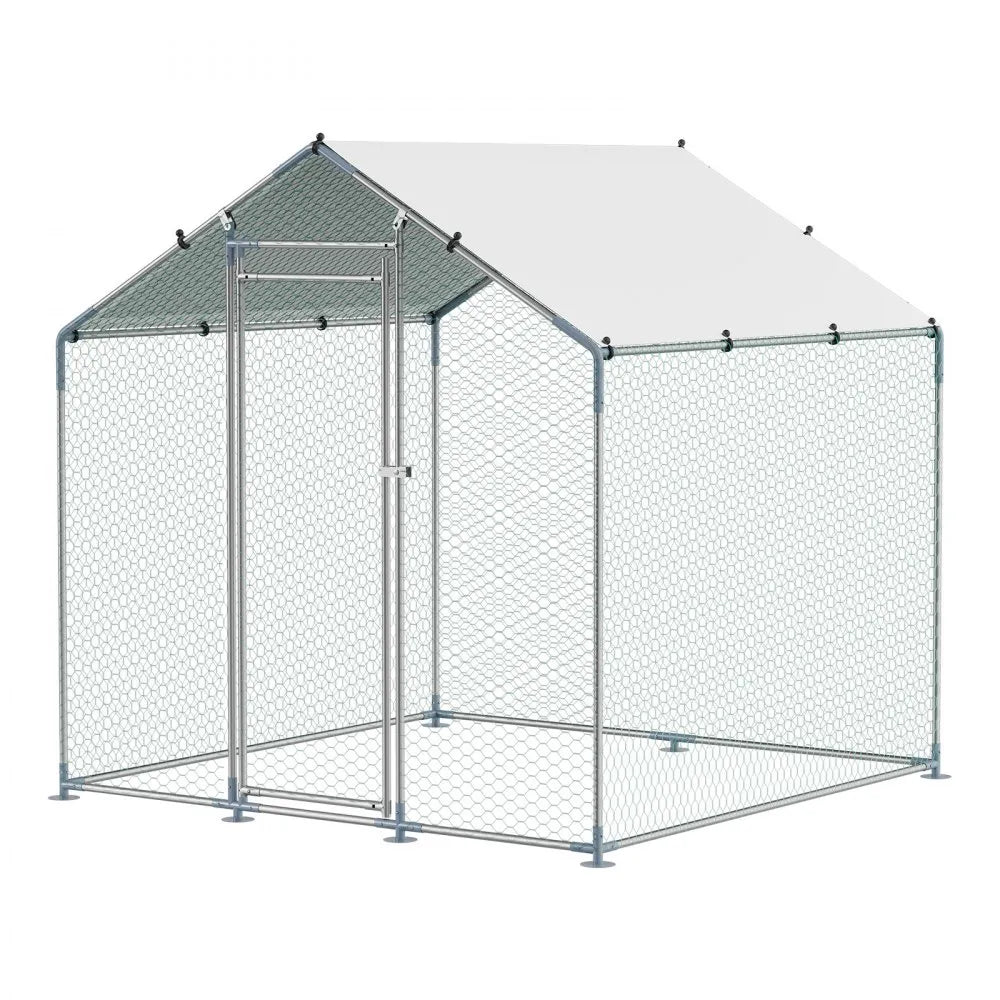 JD222 - 6.56ft Steel Chicken Coop with Hexagonal Mesh & Canopy