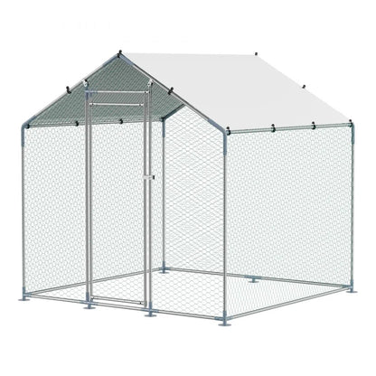 JD222 - 6.56ft Steel Chicken Coop with Hexagonal Mesh & Canopy