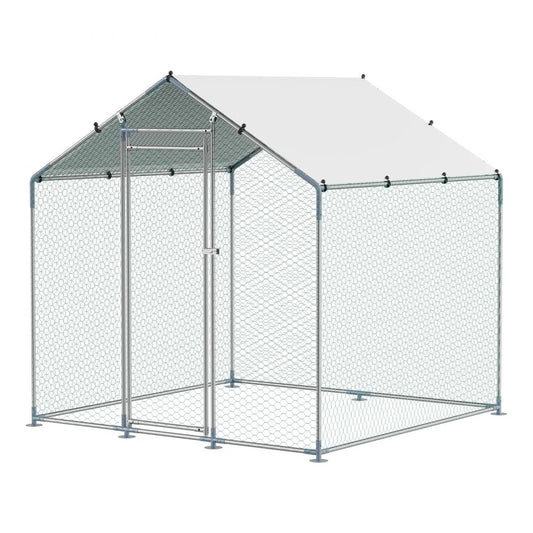 JD222 - 6.56ft Steel Chicken Coop with Hexagonal Mesh & Canopy