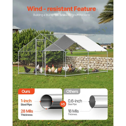 JD342 - Galvanized Steel Chicken Run 9.8x13.1 ft with Secure Lock
