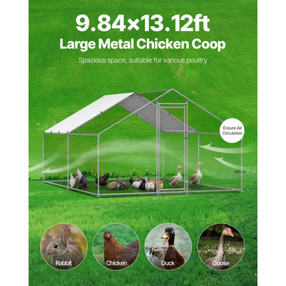 JD342 - Galvanized Steel Chicken Run 9.8x13.1 ft with Secure Lock