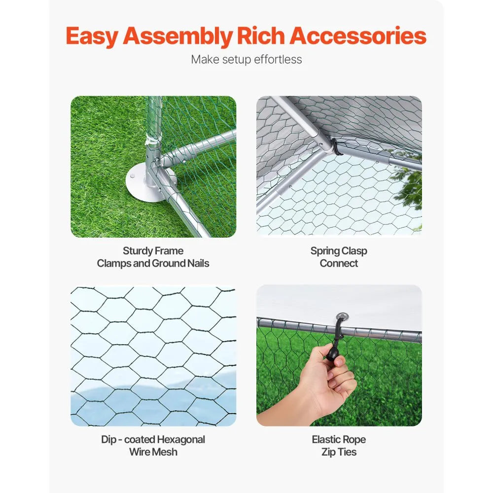JD342 - Galvanized Steel Chicken Run 9.8x13.1 ft with Secure Lock