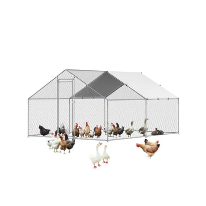 JD342 - Galvanized Steel Chicken Run 9.8x13.1 ft with Secure Lock