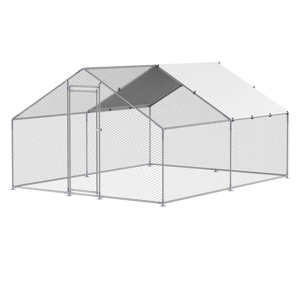 JD342 - Galvanized Steel Chicken Run 9.8x13.1 ft with Secure Lock