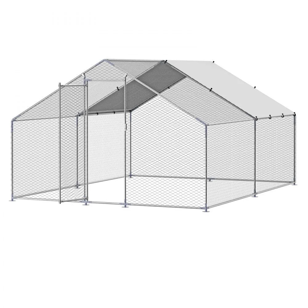 JD342 - Galvanized Steel Chicken Run 9.8x13.1 ft with Secure Lock