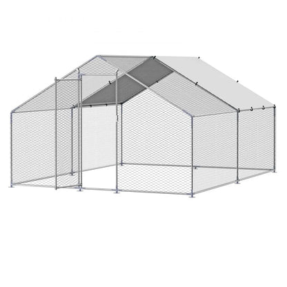 JD342 - Galvanized Steel Chicken Run 9.8x13.1 ft with Secure Lock