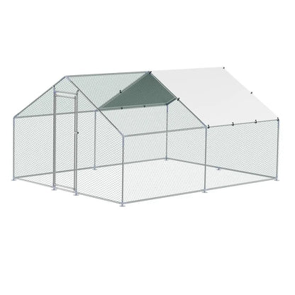 JD342 - Galvanized Steel Chicken Run 9.8x13.1 ft with Secure Lock
