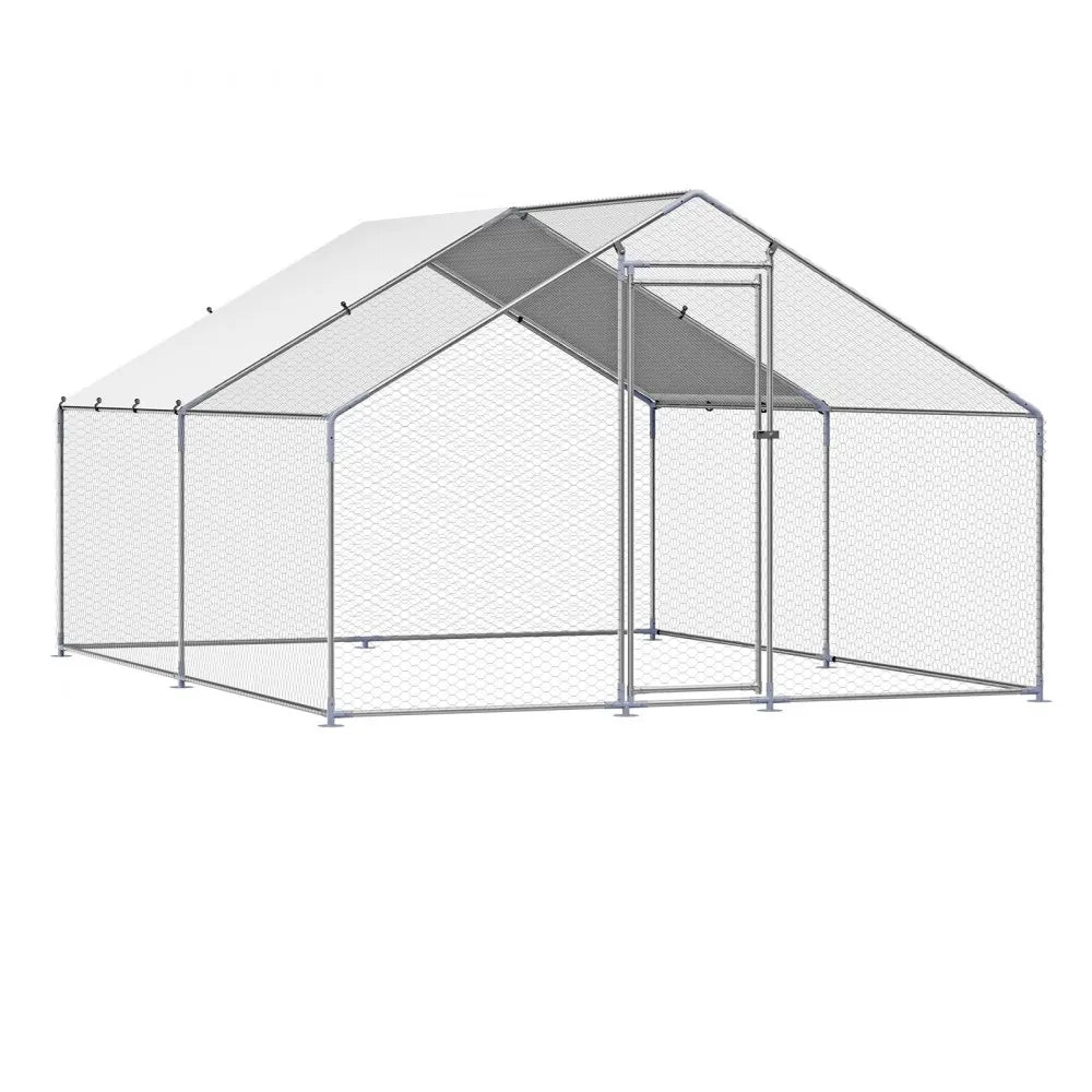 JD342 - Galvanized Steel Chicken Run 9.8x13.1 ft with Secure Lock
