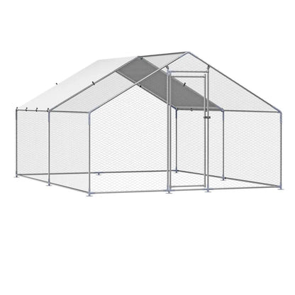 JD342 - Galvanized Steel Chicken Run 9.8x13.1 ft with Secure Lock