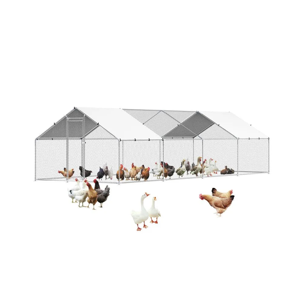 JD382 - 9.8x26.2 ft Galvanized Steel Chicken Coop with Hex Mesh