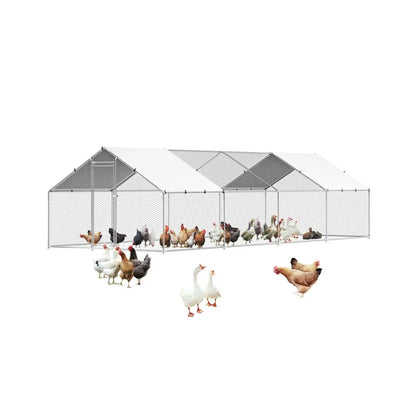 JD382 - 9.8x26.2 ft Galvanized Steel Chicken Coop with Hex Mesh