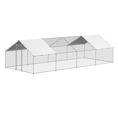 JD382 - 9.8x26.2 ft Galvanized Steel Chicken Coop with Hex Mesh