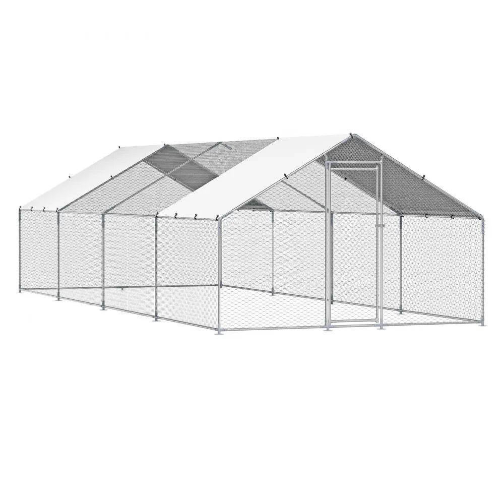 JD382 - 9.8x26.2 ft Galvanized Steel Chicken Coop with Hex Mesh