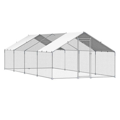 JD382 - 9.8x26.2 ft Galvanized Steel Chicken Coop with Hex Mesh