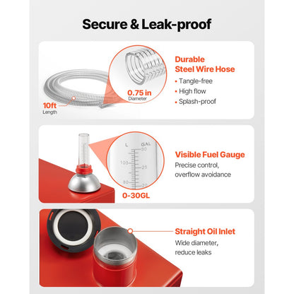 FF-920 - 20 Gallon Steel Fuel Caddy with Manual Pump & Gauge
