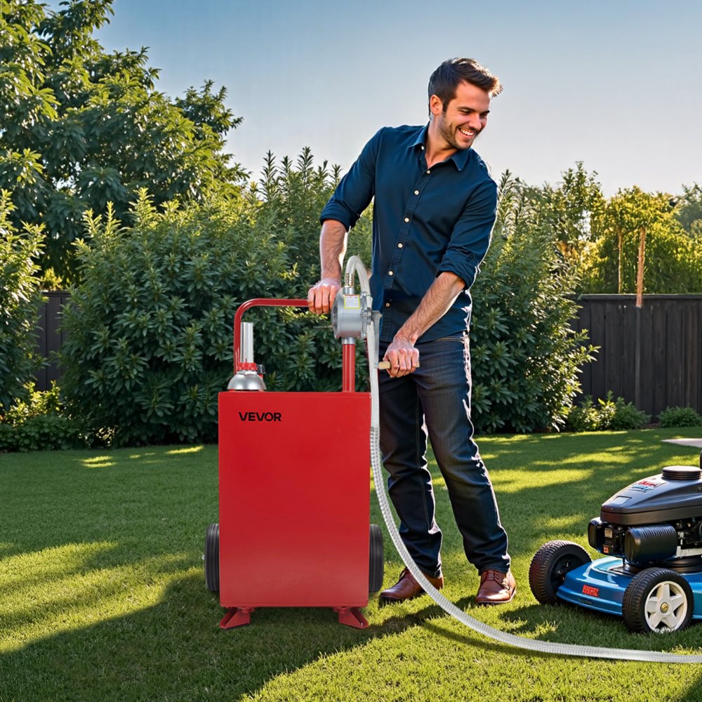 FF-920 - 20 Gallon Steel Fuel Caddy with Manual Pump & Gauge