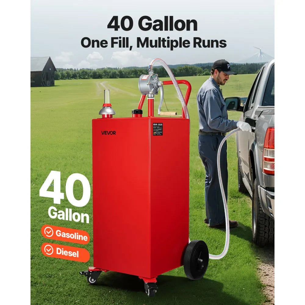 JGC40 - 40-Gallon Manual Pump Fuel Caddy for Efficient Refueling
