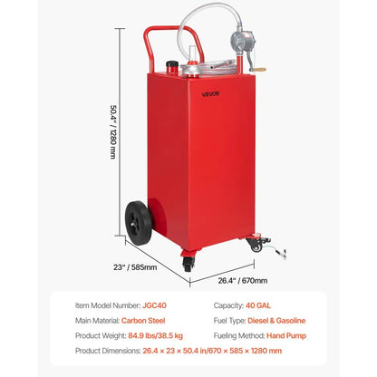 JGC40 - 40-Gallon Manual Pump Fuel Caddy for Efficient Refueling