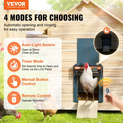 JUMCC06B - VEVOR Automatic Chicken Coop Door with Timer & Light Control