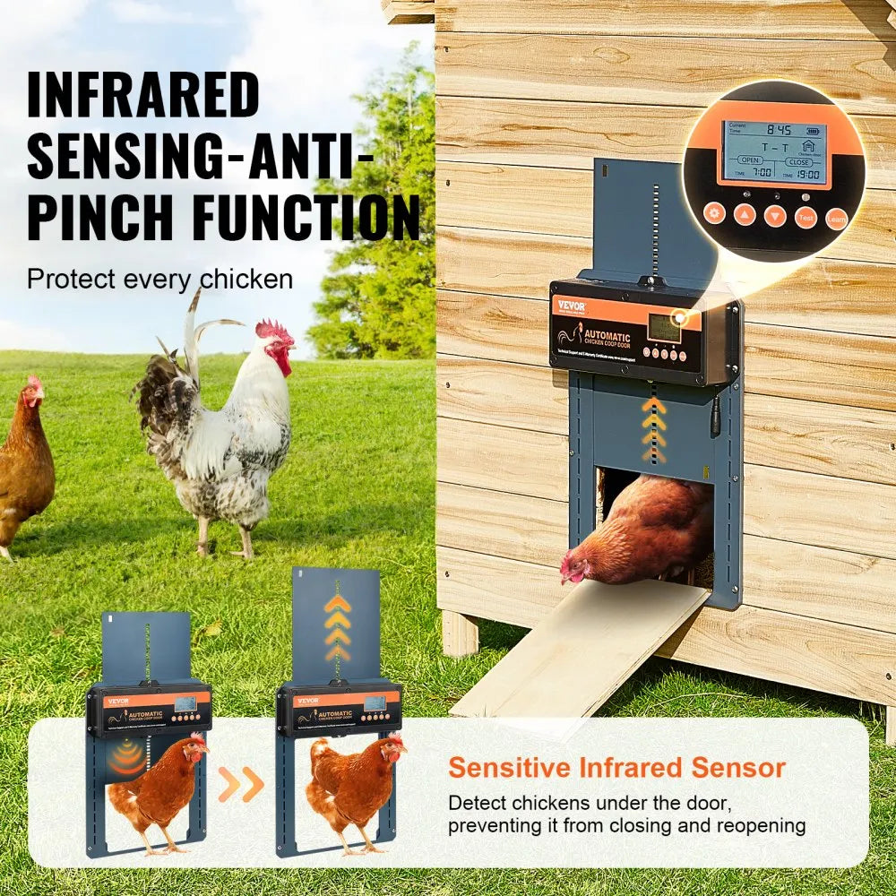JUMCC06B - VEVOR Automatic Chicken Coop Door with Timer & Light Control