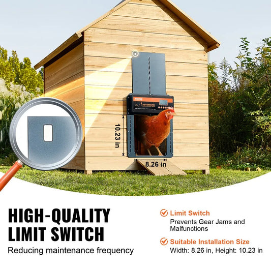 JUMCC06B - VEVOR Automatic Chicken Coop Door with Timer & Light Control