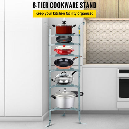 VV-CJJ-6SN - Sturdy 6-Tier Carbon Steel Kitchen Cookware Organizer
